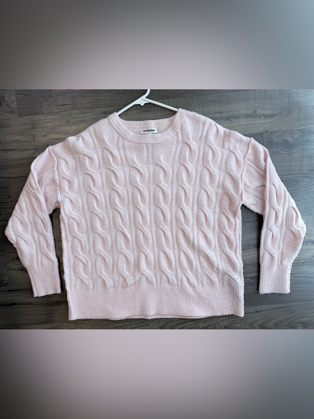 Vigoss Pink CableKnit Sweater S Balletcore Coquette Soft Girl Preppy Cottage Y2K